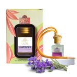 Lavender hanging pod air freshener on white background