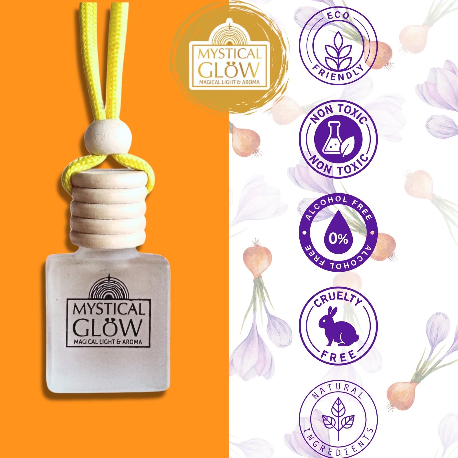 herbal saffron home fragrance pod Simple infographic showing how to hang and activate the Saffron Gem pod for up to 30 days of use.