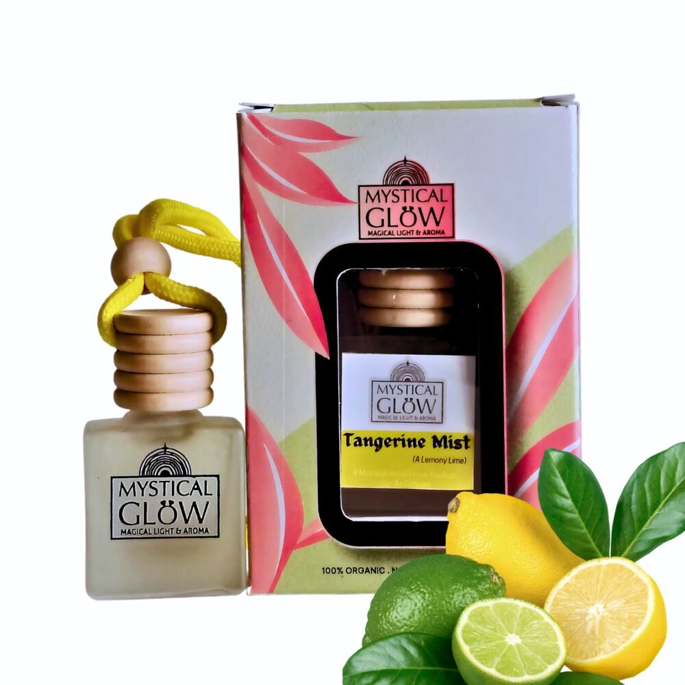 Lemon hanging pod air freshener on white background — 30-day long lasting citrus aroma