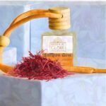 Saffron Gem Hanging Pod air freshener on white background