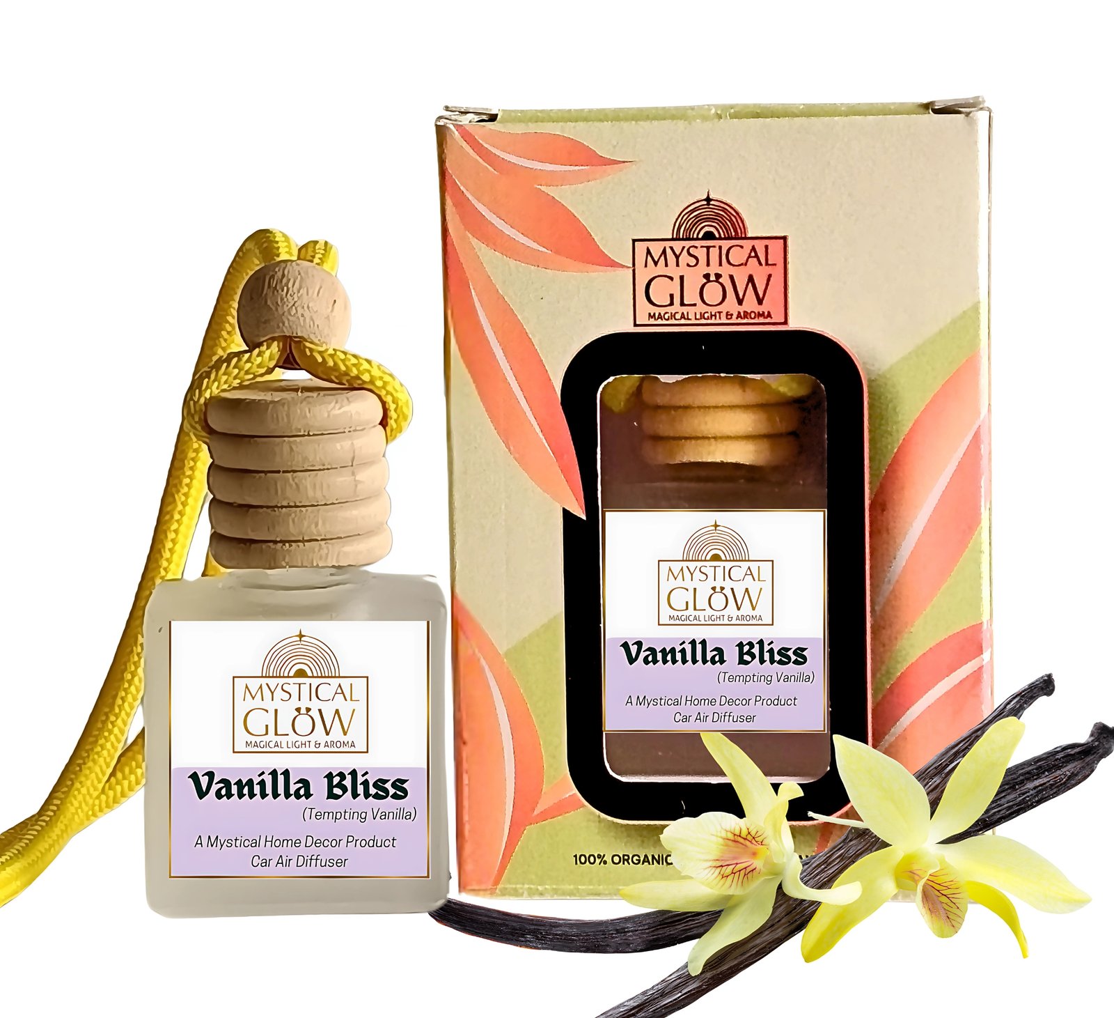 Vanilla Bliss Hanging Pod – Hero Image Vanilla hanging Pod, Vanilla Bliss Royal Vanilla fragrance air freshener hanging pod on white background