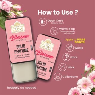 blossom-reverie-solid-perfume-how-to-use.jpg Woman gently applying Blossom Reverie solid perfume to collarbone and wrists.