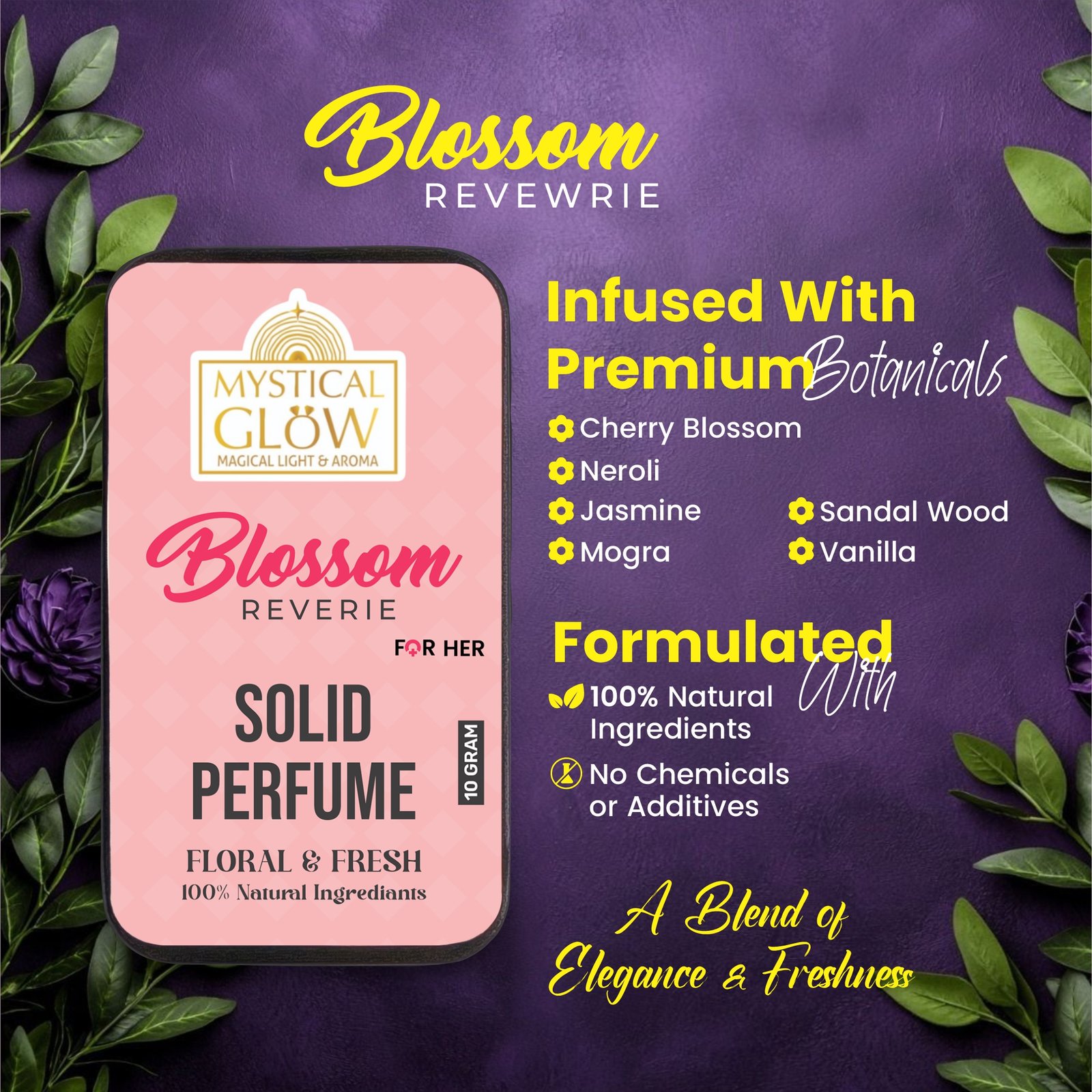 Fragrance notes: Top – Neroli & Bergamot, Heart – Jasmine & Rose, Base – Powdery Musk.