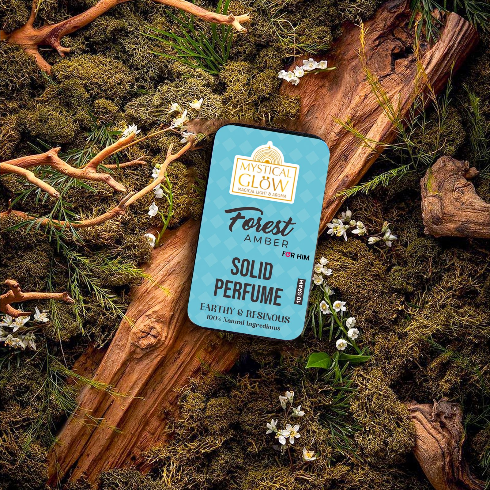 Forest Amber – A Masculine Escape into Earth, Calm & Ancient Mysticism Applying Forest Amber Solid Perfume for Men on wrist – safe and mess-free natural cologne application.