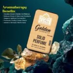 Golden Serenity aromatherapy benefits – boosts feminine energy, reduces anxiety, and promotes calm using amber and vanilla.