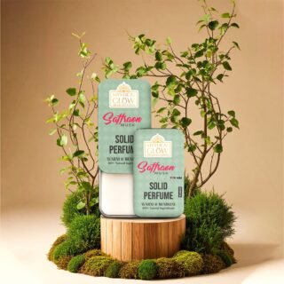 Elegant & Alluring – Saffron Musk Solid Perfume with Egyptian Musk & Neroli Man applying Saffron Musk Solid Perfume on wrist, demonstrating ease of use and skin-safe application.