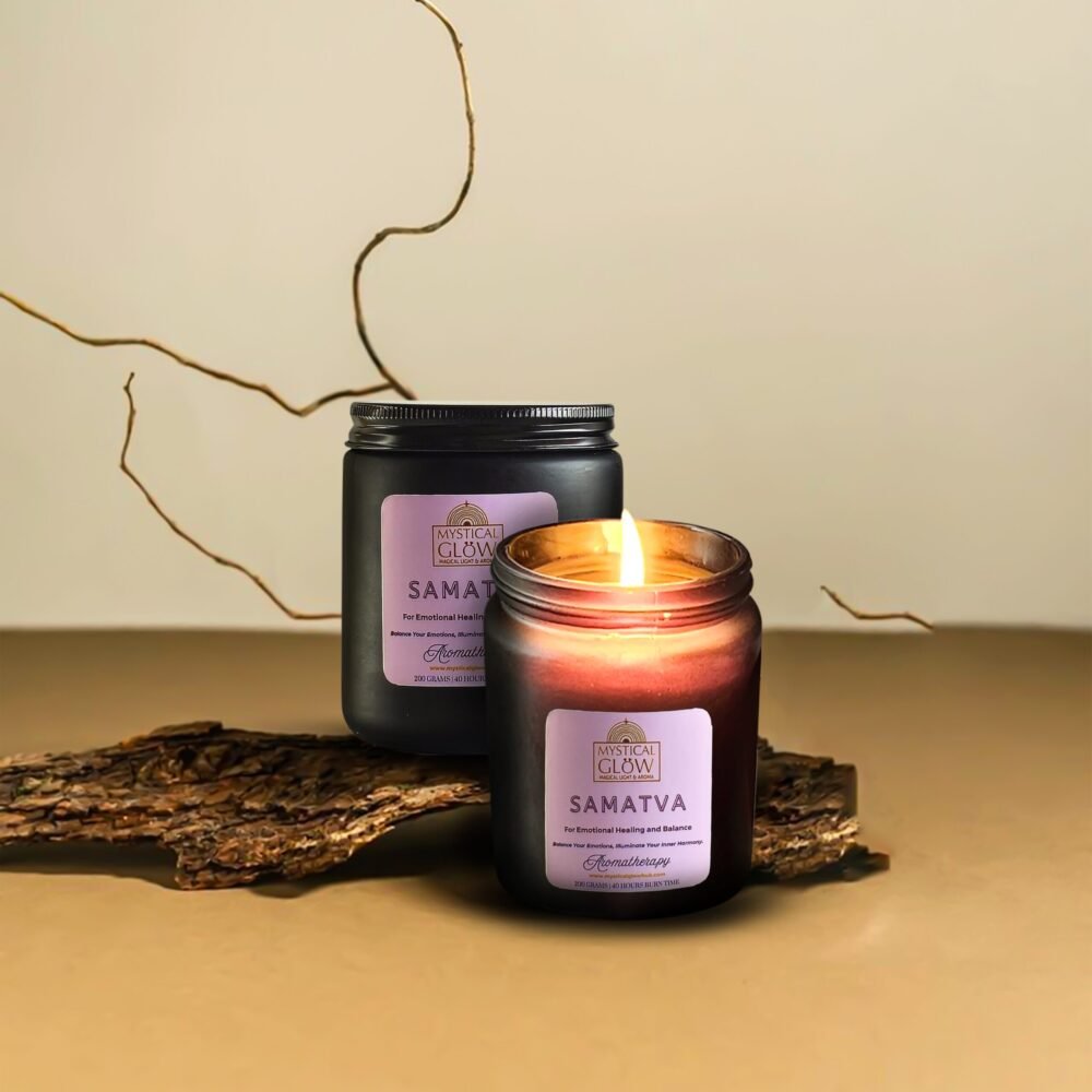 Eco-Friendly Beeswax Candle for Emotional Balance Aromatherapy Candle for Emotional Balance – Samatva Blend in glass jar. Candles in India