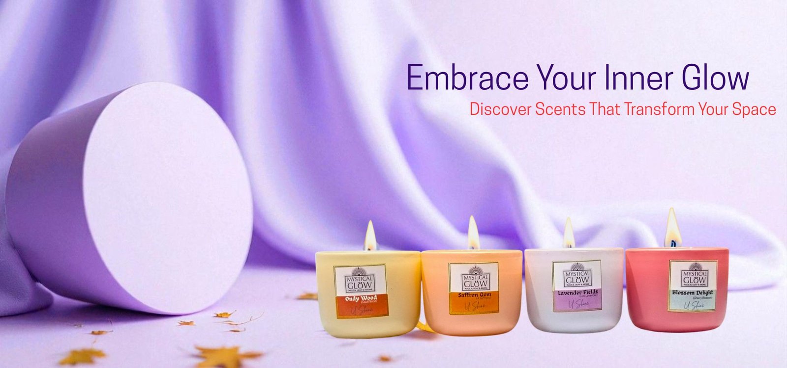 Elegant scented jar candles in a serene purple and white setting, perfect for home ambiance.
