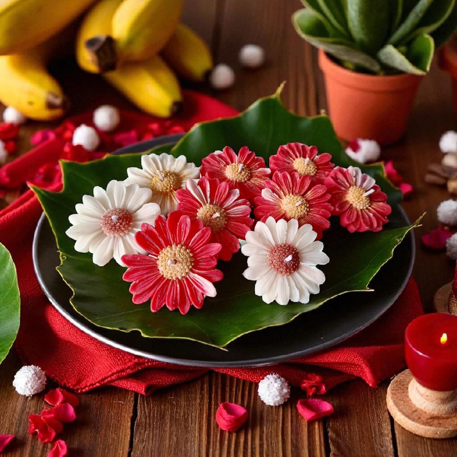 Woman Decorating with Floating Candles Women arranging Floating Candles Diwali home decor