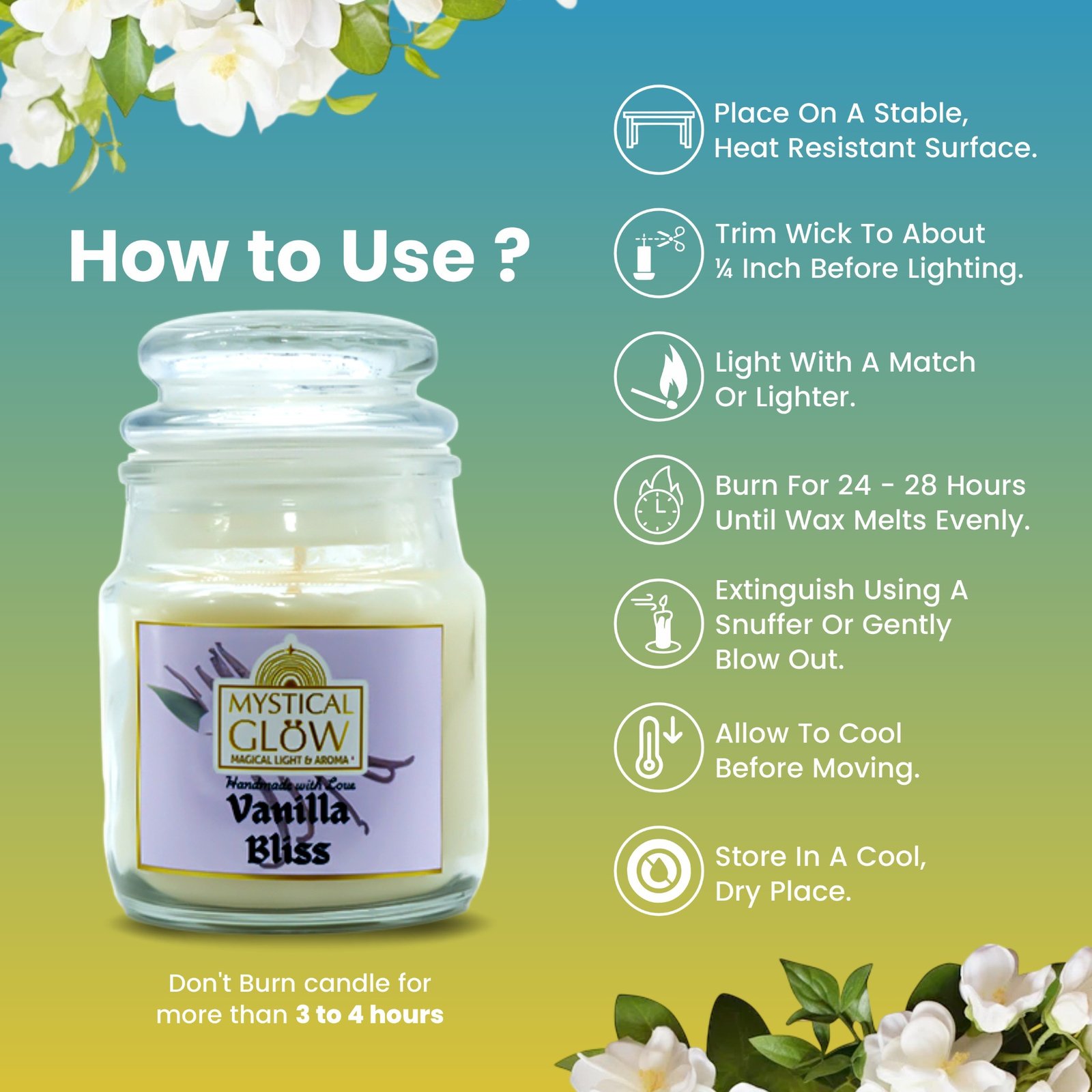 Vanilla candle placement guide living room bedroom bathroom usage tips India home decor