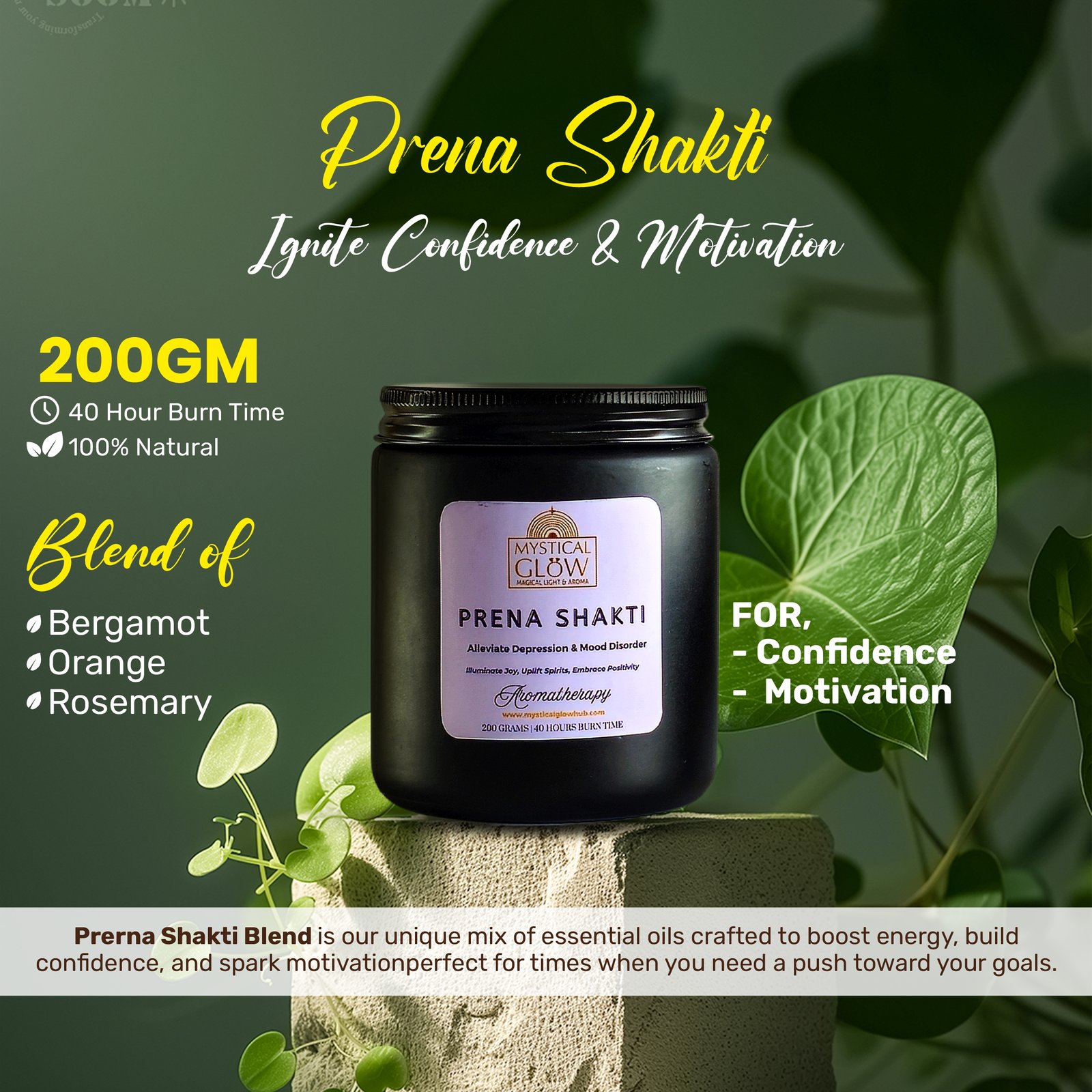 40‑Hour Burn – Bergamot, Orange, Rosemary Candle